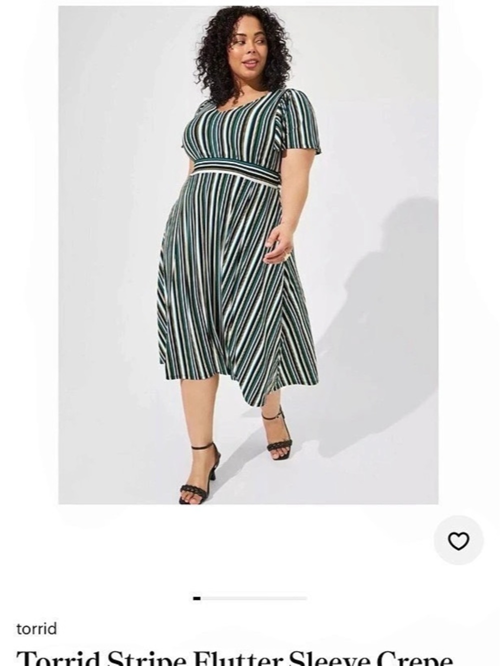 Torrid Stripe Flutter Sleeve Crepe Studio Knit Midi Dress Midi Dress Black &
